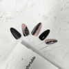 Picture of Black Rose Press on Nails Medium Almond Fake Nails Valentines False Nails with Black Glitter Rhinestones Designs Glossy Glue on Nails Reusable Stick on Nails for Coquette Women Girls 24 Pcs
