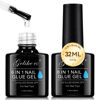 Picture of Gelike EC Gel Nail Glue UV Light: 2PCS 6 in 1 Adhesive Gel Nail Polish, Strong Nail Glue for Press On Nails Nails Acrylic Tips, Long Last Gel x Nail Kit Blooming Gel Gift for Home Salon DIY 32ML