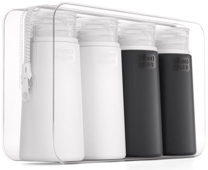 Picture of Valourgo Travel Bottles for Toiletries, Tsa Approved 3.4oz Portable Travel Bottles, BPA Free Leak Proof Travel Tubes Refillable Travel Accessories, Travel Bottle with Clear Toiletry Bag, Black, White
