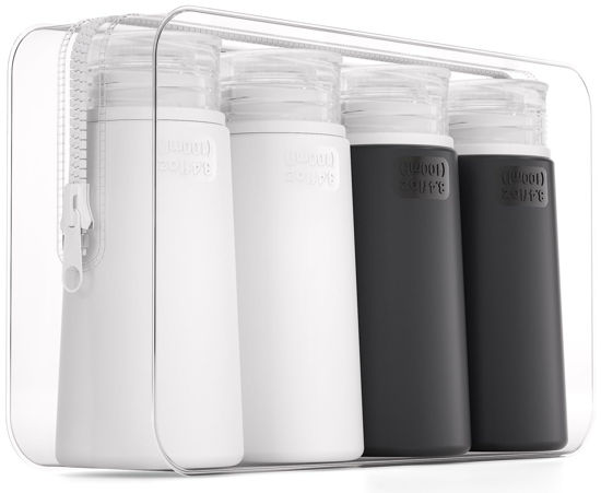 Picture of Valourgo Travel Bottles for Toiletries, Tsa Approved 3.4oz Portable Travel Bottles, BPA Free Leak Proof Travel Tubes Refillable Travel Accessories, Travel Bottle with Clear Toiletry Bag, Black, White