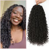 Picture of 8 Packs Curly Boho Braids Faux Locs Crochet Hair, 18 Inch Goddess Locs Crochet Hair, Hippie Locs, Hair Extensions (18 Inch, 8 Packs, 4#)