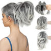 Picture of CJL HAIR Claw Clip Short Ponytail Hair Extensions DIY Bendable Metals Messy Bun Hair Piece for Wonen Straight Synthetic Fake Hairpieces Salt and Pepper