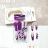Picture of 24Pcs Purple Coffin Nails Press on Nails 3D Flowers Pearl Butterfly Nail Charms Design Fake Nails with Glue Purple Acrylic Nails Supply 3D Flowers Full Cover False Nails for Women and Girls