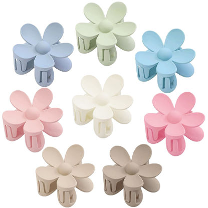 Picture of Flower Hair Claw Clips 8PCS Large Claw Clips Big Cute Hair Clips Large Hair Jaw Clips For Women Girls Thick Hair Large Daisy Hair Clips Matte Claw Clips Non Slip Strong Hold For Thin Hair 8 Colors