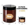 Picture of 8oz Amber Plastic Jars with Lids 8 oz Plastic Containers with Lids + 20g Sample Containers (Set of 24) Airtight Container for Lip Scrub, Body Butters, Cream, Slime, Craft Storage