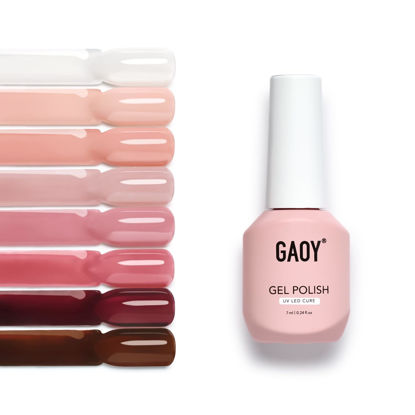 Picture of GAOY Jelly Gel Nail Polish Set, 8 Translucent Nude White Pink Brown Neutral Sheer Colors Kit for Salon and Nail Art DIY at Home, Dreamy Rose