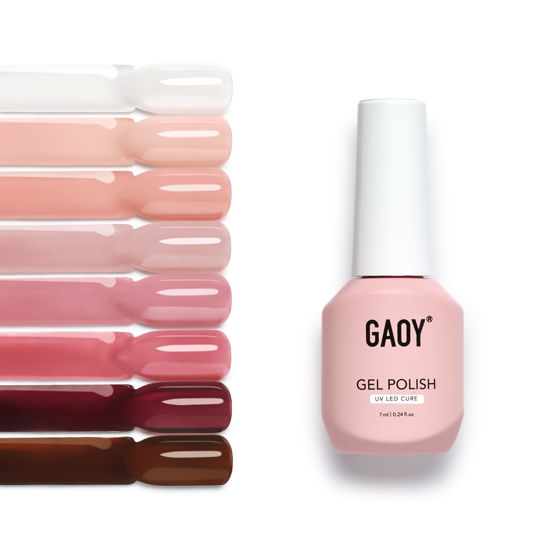 Picture of GAOY Jelly Gel Nail Polish Set, 8 Translucent Nude White Pink Brown Neutral Sheer Colors Kit for Salon and Nail Art DIY at Home, Dreamy Rose