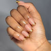 Picture of French Tip Press on Nails Short Square Fake Nails Gold Nail Tips Press ons Glossy Acrylic Nails Nature Glue on Nails Full Cover Artificial Nails Stick on Nails for Women Manicure 24Pcs