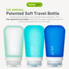 Picture of humangear GoToob+ 3-Pack (Large) | Refillable Silicone Travel Bottle | Locking Lid | Food-Safe Material | Mint/Aqua/Teal, Large (3.4 fl.oz.; 100ml)