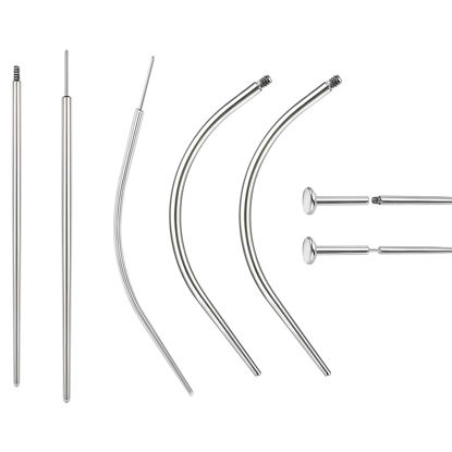 Picture of BodyAce 14G 16G 18G 20G Piercing Taper, Stainless Steel Threadless Insertion Pin Screw On Assistant Tool, Curved Body Piercing Stretching Kit for Ear/Nose/Navel/Lip/Eyebrow [New 18G(1.0mm) Mix]