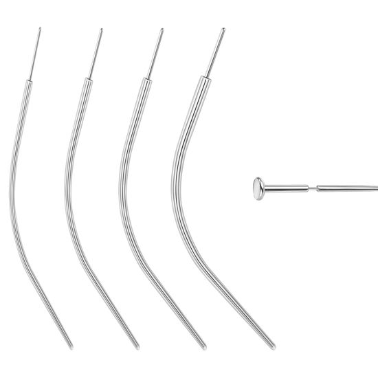 Picture of BodyAce 14G 16G 18G 20G Piercing Taper, Stainless Steel Threadless Insertion Pin Screw On Assistant Tool, Curved Body Piercing Stretching Kit for Ear/Nose/Navel/Lip/Eyebrow [Curved Threadless]