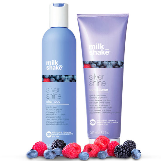 Picture of milk_shake Silver Shine Purple Shampoo 10.1 Fl Oz + Silver Shine Purple Conditioner 8.4 Fl Oz - Blonde Shampoo and Conditioner for Brassy Hair