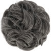 Picture of FESHFEN Messy Bun Hair Piece - Large Wavy Curly Elastic Hair Bun Scrunchies Ponytail Extensions Synthetic Chignon Hairpieces for Women, Dark Salt and Pepper 1.94oz