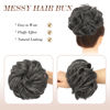 Picture of FESHFEN Messy Bun Hair Piece - Large Wavy Curly Elastic Hair Bun Scrunchies Ponytail Extensions Synthetic Chignon Hairpieces for Women, Dark Salt and Pepper 1.94oz