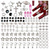 Picture of BBATT-HAPPY 134PCS Nail Charms for Acrylic Nails,Silver Star Planet Cross Punk Pink Pin Billiards Nail Art Accessories,Nail Jewels for Nail Art Supplies Craft DIY