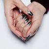 Picture of GLAMERMAID Press on Nail Medium Almond, Winter Gothic Black Ombre French Tip Gel Glue on Nail, 24Pcs Glossy Short Stiletto Reusable UV Finish Fake Nails Acrylic False Nails Manicure Kits for Women