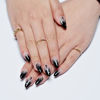 Picture of GLAMERMAID Press on Nail Medium Almond, Winter Gothic Black Ombre French Tip Gel Glue on Nail, 24Pcs Glossy Short Stiletto Reusable UV Finish Fake Nails Acrylic False Nails Manicure Kits for Women