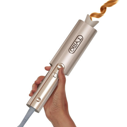 Picture of Upgraded Automatic Rotating Curling Iron - TYMO Long Barrel Curling Wand for Long Hair, Ceramic 1 Inch Hair Curler Anti-Scald, Tangle-Free, 600M Ionic, Dual Voltage for Easy Lasting Curls, Gold