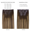 Picture of HOTBANANA Clip in Hair Extensions 14 inch 130g 7pcs Chocolate Brown mixed Caramel Blonde Clip in Remy Human Hair Extensions Straight Hair Invisi Edge Clip Hair Full Head