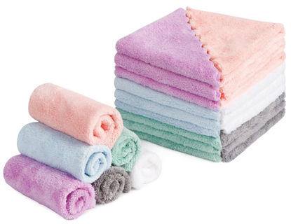 Picture of HOMEXCEL Premium Makeup Remover Cloth 24 Pack, Reusable Super Soft 7 x 7 Inch Facial Cleansing Cloths with Just Water, Highly Absorbent Microfiber Coral Velvet Face Towels Washcloths