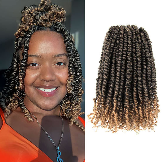 Picture of The BOHOBABE Pre-twisted Passion Twist Crochet Hair 14 Inch Short Pre-looped Crochet Passion Twist Braiding Hair 8 Packs (T27)