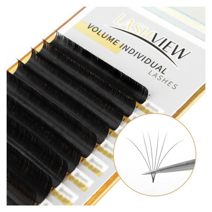 Picture of LASHVIEW 0.07 Thickness D Curl 8-15mm Mixed Tray Eyelash Extensions Individual Lash Extensions Semi-permanent Pure Korean Silk lashes Soft Application for Professional Salon Use