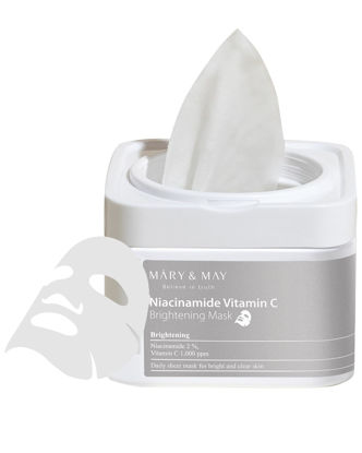 Picture of Mary&May Niacinamide Vitamin C Daily Mask - Quick Dispenser Type Korean Face Mask Sheet for Radiance Clear Skin - Dark Spot Correction and Luminous Skin - Hypoallergenic and Eco-Friendly, 30 Sheets