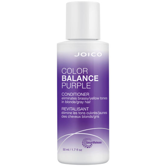 Picture of Joico Color Balance Purple Conditioner, 1.7 Fl Oz, For Cool Blonde, Gray Hair, Eliminates Brassy Yellow Tones, Boosts Vibrancy & Shine, UV Protection, With Rosehip Oil & Green Tea Extract