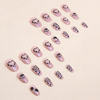 Picture of Halloween Press on Nails Short Oval Fake Nails Press ons Chrome Pink False Nails with Designs Heart Snake Glossy Full Cover Acrylic Glue on Nails Artificial Stick on Nails for Women Decoration 24Pcs