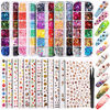 Picture of Teenitor 12 Sheets Nail Art Sticker 3D Self-Adhesive, Nail Art Decoration with 5 Boxes Holographic Nail Art Glitter Flakes Butterfly Heart Star Maple Leaf Nail Sequins and Nail Art Flower Slices