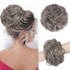 Picture of FESHFEN Messy Bun Hair Piece - Large Wavy Curly Elastic Hair Bun Scrunchies Ponytail Extensions Synthetic Chignon Hairpieces for Women, Salt and Pepper 1.94oz