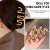 Picture of Wavy Irregular Shape Metal Hair Claw Clips, 1Pcs Gold Shark Claw Non-slip Head Clip Elegant Hair Accessories for Daily Hair Accessories Decorations (Gold Wave)