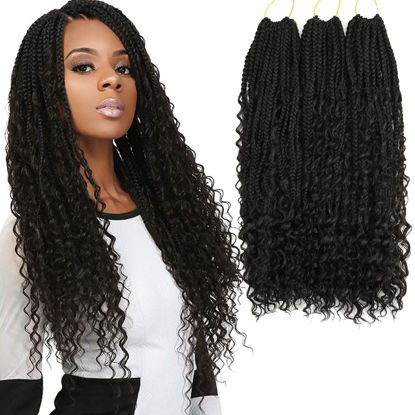 Picture of 8 Packs Crochet Box Braids-20 Inch Boho Box Braids Crochet Braids Hair Bohomian Box Braid Crochet Hair Goddess Box Braids Crochet Hair for Black Women(1B)