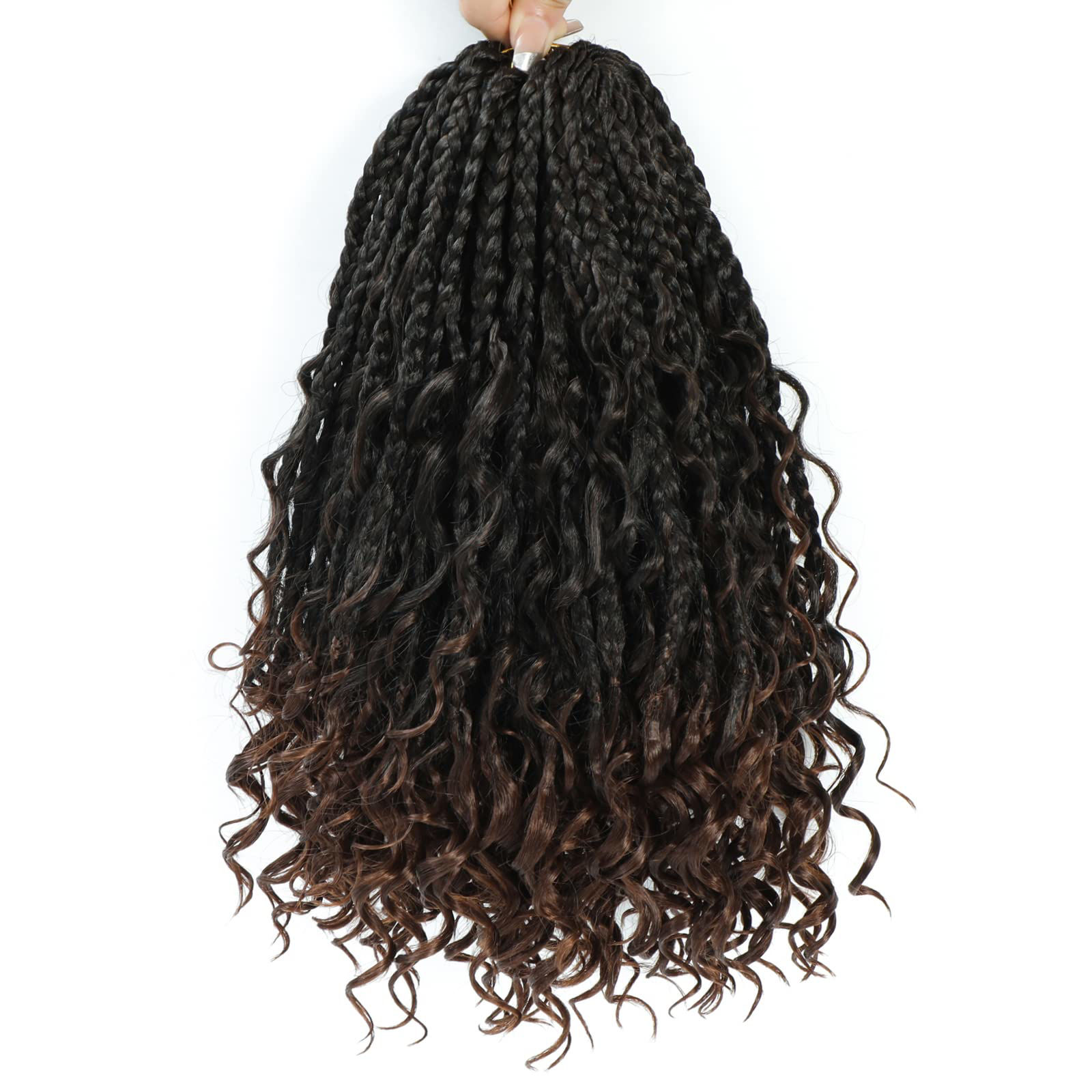 Box Braids Crochet Hair, 35,6 Cm, Mit Lockigen Enden – 8 Packungen, Synthetisch, Vorgedreht