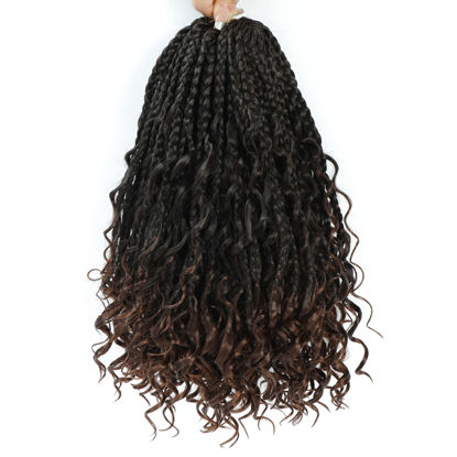 Picture of Crochet Box Braids- Boho Box Braids Crochet Braids Hair Bohomian Box Braid Crochet Hair Synthetic Braiding Hair Goddess Box Braids Crochet Hair for Black Women (10(8Packs), 1B/30)