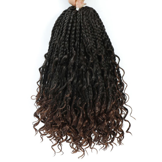 Picture of Crochet Box Braids- Boho Box Braids Crochet Braids Hair Bohomian Box Braid Crochet Hair Synthetic Braiding Hair Goddess Box Braids Crochet Hair for Black Women (10(8Packs), 1B/30)