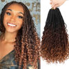 Picture of 8 Packs Crochet Box Braids Hair -14 Inch Crochet Box Braids Hair Pre loopled Crochet Hair with Curly Ends Goddess Box Braids Crochet Hair Braiding Hair Crochet Braids Hair for Black Women (1B/33/30)