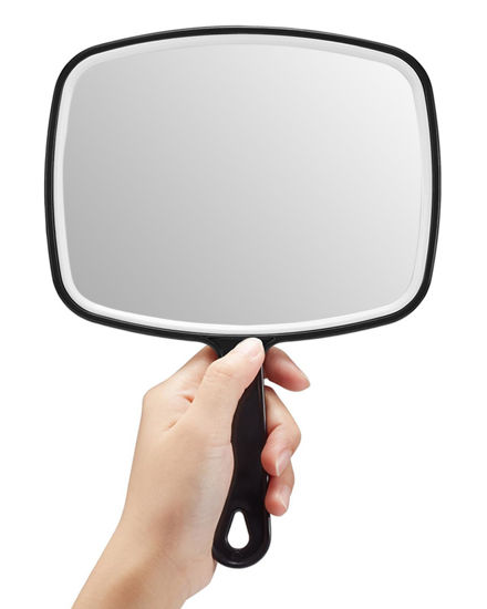 Picture of OMIRO Hand Mirror, Large Black Handheld Mirror with Handle, 7.4" W x 10.3" L, Pack of 3