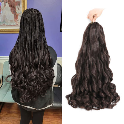 Picture of French Curly Braiding Hair 24 Inch 8 Packs Bouncy Braiding Hair - Loose Wavy Braiding Hair Synthetic Hair Extensions for Black Women(24 inch 8 packs, 4#)