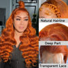 Picture of KeaBalo Ginger Orange Lace Front Wigs Human Hair Pre Plucked with Baby Hair Body Wave 13x4 HD Lace Frontal Wigs Human Hair Colored 180% Density Brazilian 88J Wigs for Women 28 Inch