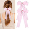 Picture of 2PCS Hair Bows for Women Hair Clip Pink Hair Ribbon Rhinestone Hair Accessories Glitter Bowknot Long Hair Barrettes for Women Girls Toddlers Teens Kids