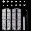 Picture of Gems Flat Back Pearls and Rhinestones for Nails,Crystals Nail Charms Diamonds for Acrylic Nails,Tiny Nail Pearls Beads for Nail Art,Small Eye Jewels Rhinestones Pearls,with Wax Pen And Tweezers(White)