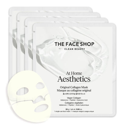 Picture of THE FACE SHOP Original Vegan Collagen Face Mask, Korean Glass Skin Essential, Peptide Hydrogel Mask for Firming & Skin Elasticity, Moisturizing, 4EA