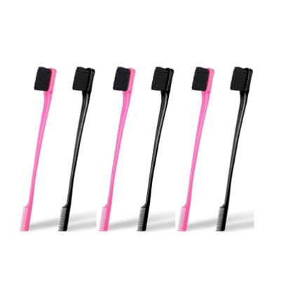 Picture of Soft 'N Style Double Sided Edge Control Hair Brush Comb Combo Pack 6 Pieces Pink and Black