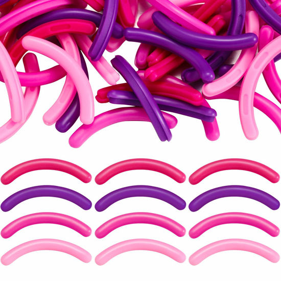 Picture of Mudder 80 Pieces Eyelash Curler Refills Pads Soft Curler Replacement Refills Pads for Universal Eyelash(Rose Red, Purple, Pink and Dark Rose Red)
