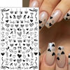 Picture of 8 Sheets Heart Nail Art Stickers Nail Decals 3D Self-Adhesive Black White Heart Design Nail Art Decals Valentine's Day Nail Art Supplies Charms Manicure Decoration for Women and Girls