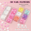 Picture of 3D Flowers, Manicure Kit with Nail Rhinestone Glue Gel, Colorful Acrylic Flower Nail Charms with Caviar Beads, Rhinestones for Nails with Gem Glue for Nails (UV/LED Needed) with Dotting & Pickup Tools