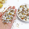 Picture of Briskbloom 60g Mix Flatback Pearls and Flatback Rhinestones for Crafts, 2mm-10mm Pearl Rhinestones for Nails Face Art Tumblers, Mix Rhinestones and Pearls, with Tweezers Wax Pen, Champagne Gold Blend