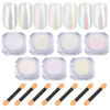 Picture of 7 Colors White Pearl Chrome Nail Powder Aurora Metallic Nail Powder Holographic Mirror Effect Chrome Powder Iridescent Shell Powder Glitter Nail Art Pigment Manicure Powder for Nails (White Pearl)