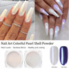 Picture of 7 Colors White Pearl Chrome Nail Powder Aurora Metallic Nail Powder Holographic Mirror Effect Chrome Powder Iridescent Shell Powder Glitter Nail Art Pigment Manicure Powder for Nails (White Pearl)